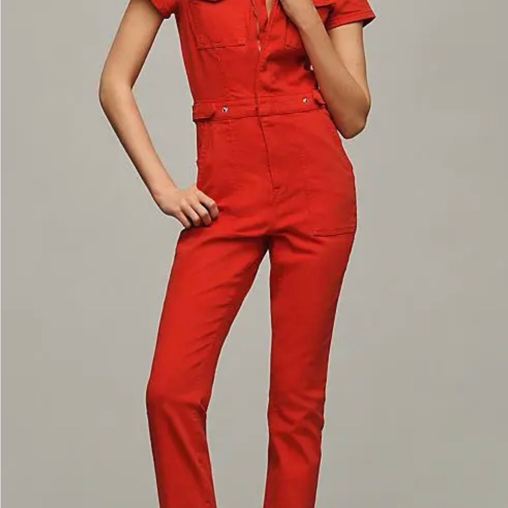 BRAND NEW Good American Red DENIM Fit for Success Jumpsuit💋 XL